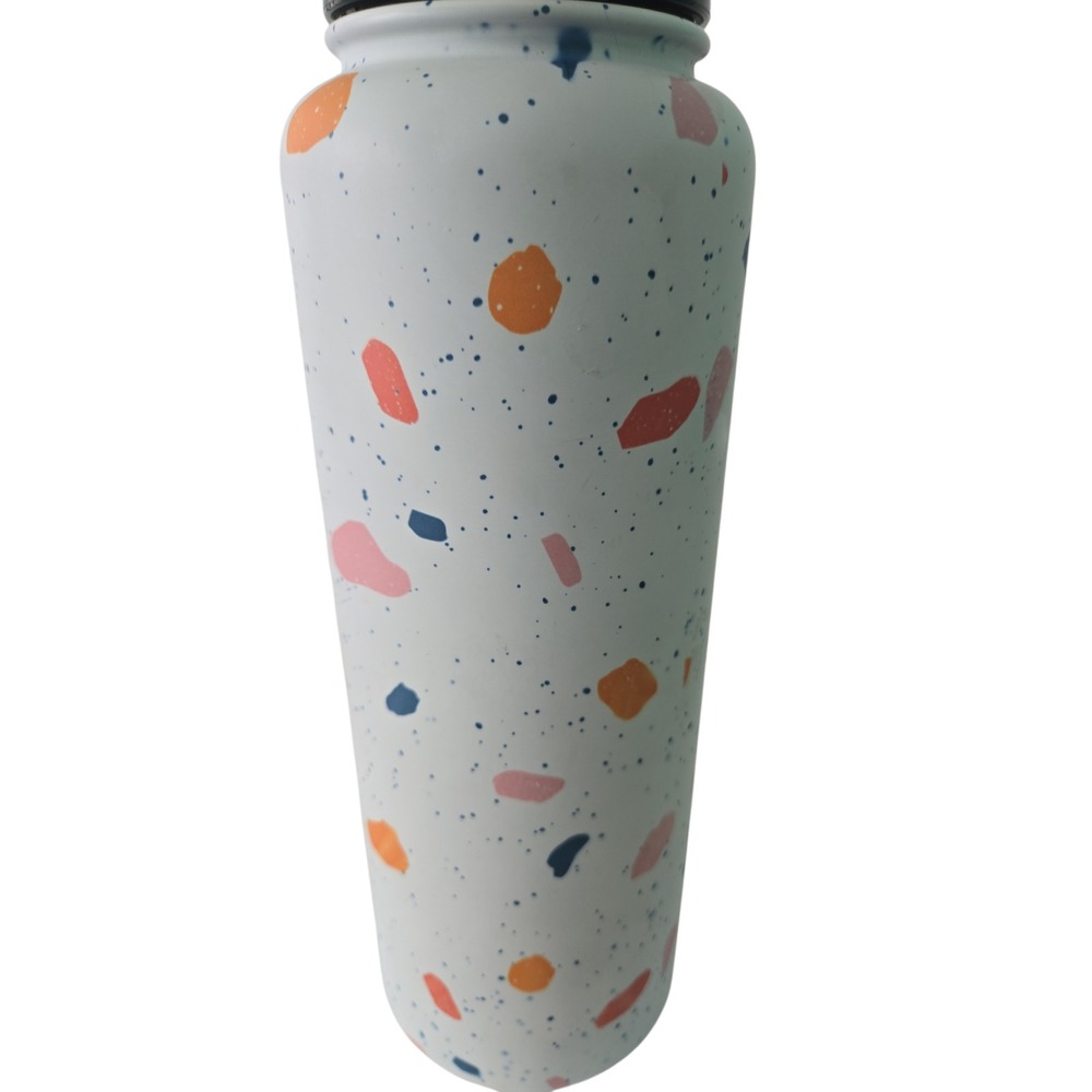 Iron Flask Water Bottle Terrazzo‎ Print 40oz Stainless Steel Tumbler Black Lid - Picture 9 of 14